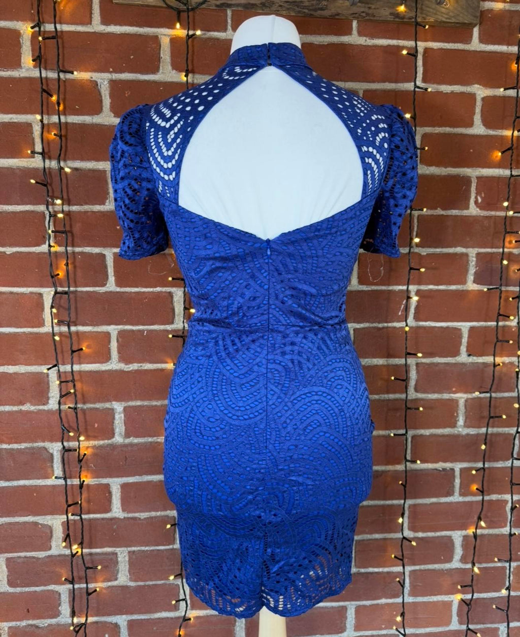 Elegant Blue Lace Mini Dress