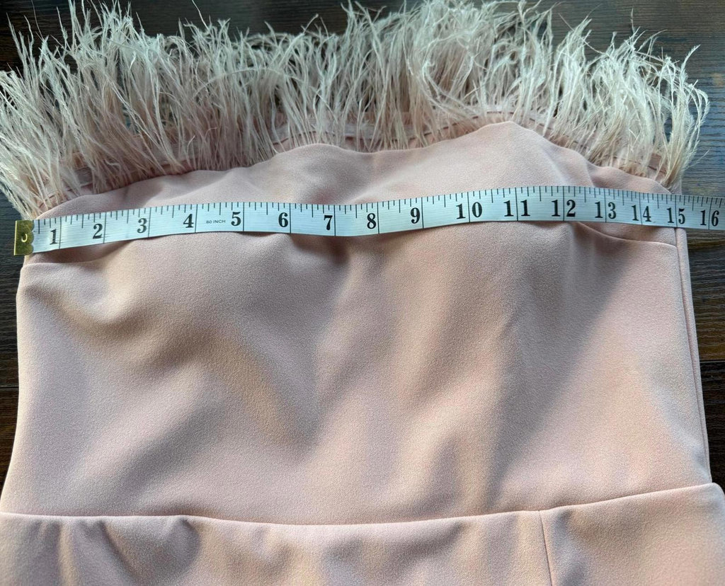 Goddiva Blush Feather Bardot Maxi Dress UK 12 / US 8 Slit Evening            .38