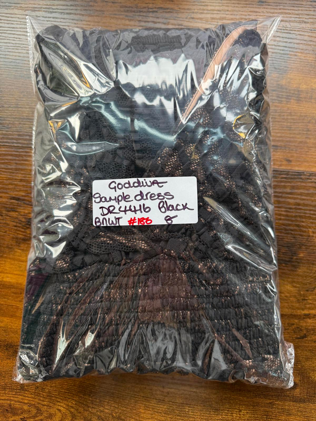 Goddiva London Black Lace Maxi Sample Dress (DR4416, UK 8) #186