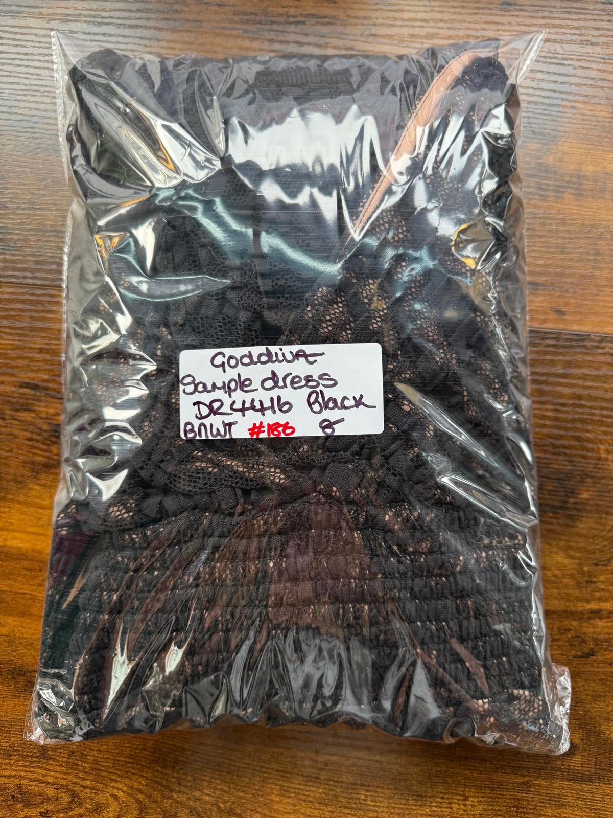 Goddiva London Black Lace Maxi Sample Dress (DR4416, UK 8) #186