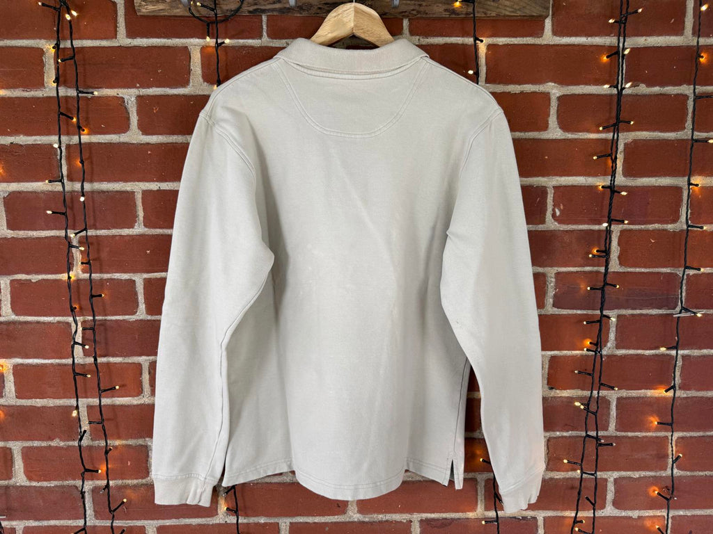 Timberland Polo Shirt Long Sleeve Beige Size L Vintage Y2K 90s NUM 44