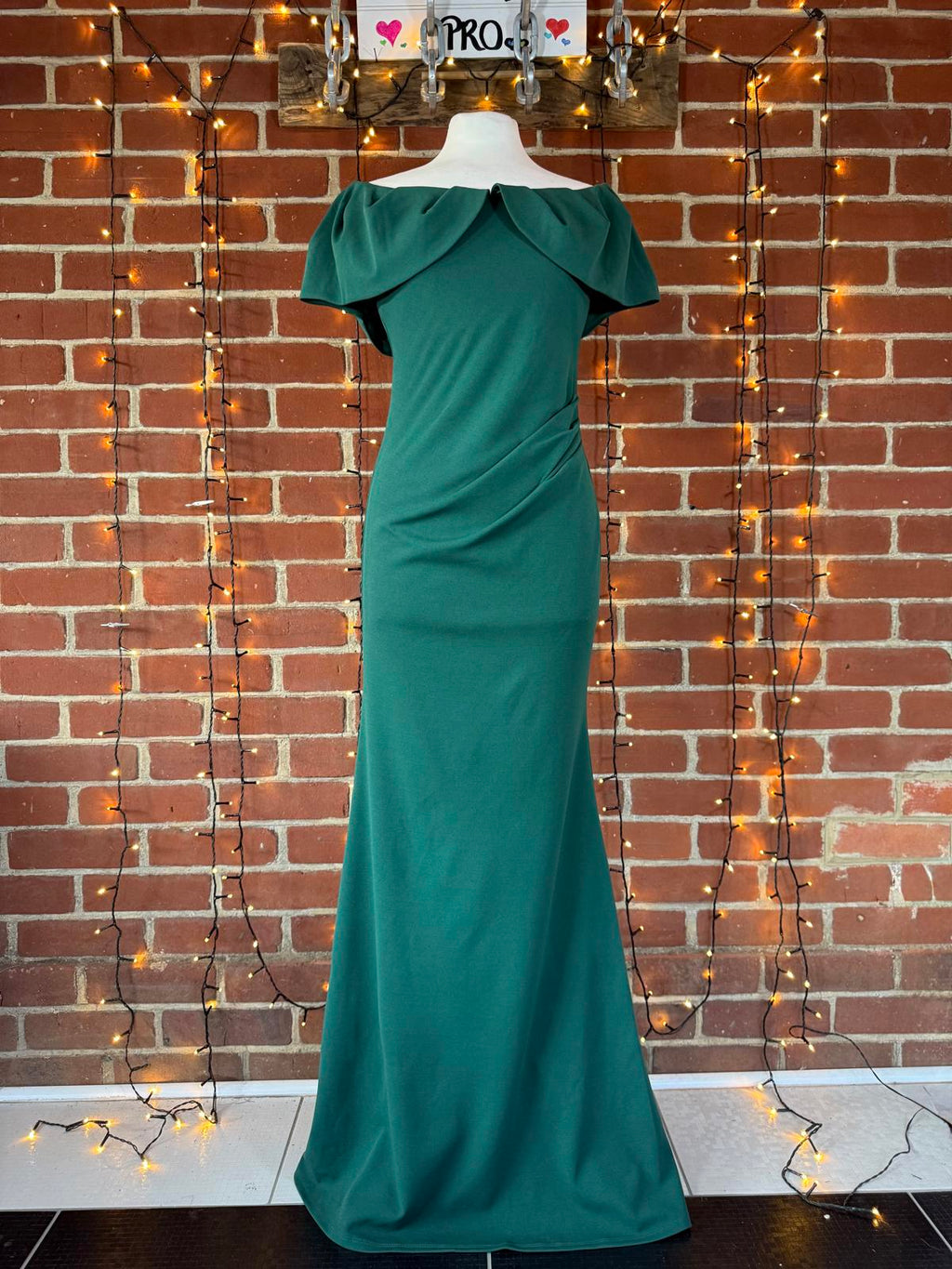 Goddiva Emerald Green Bardot Maxi Gown DR3956 – UK 10
