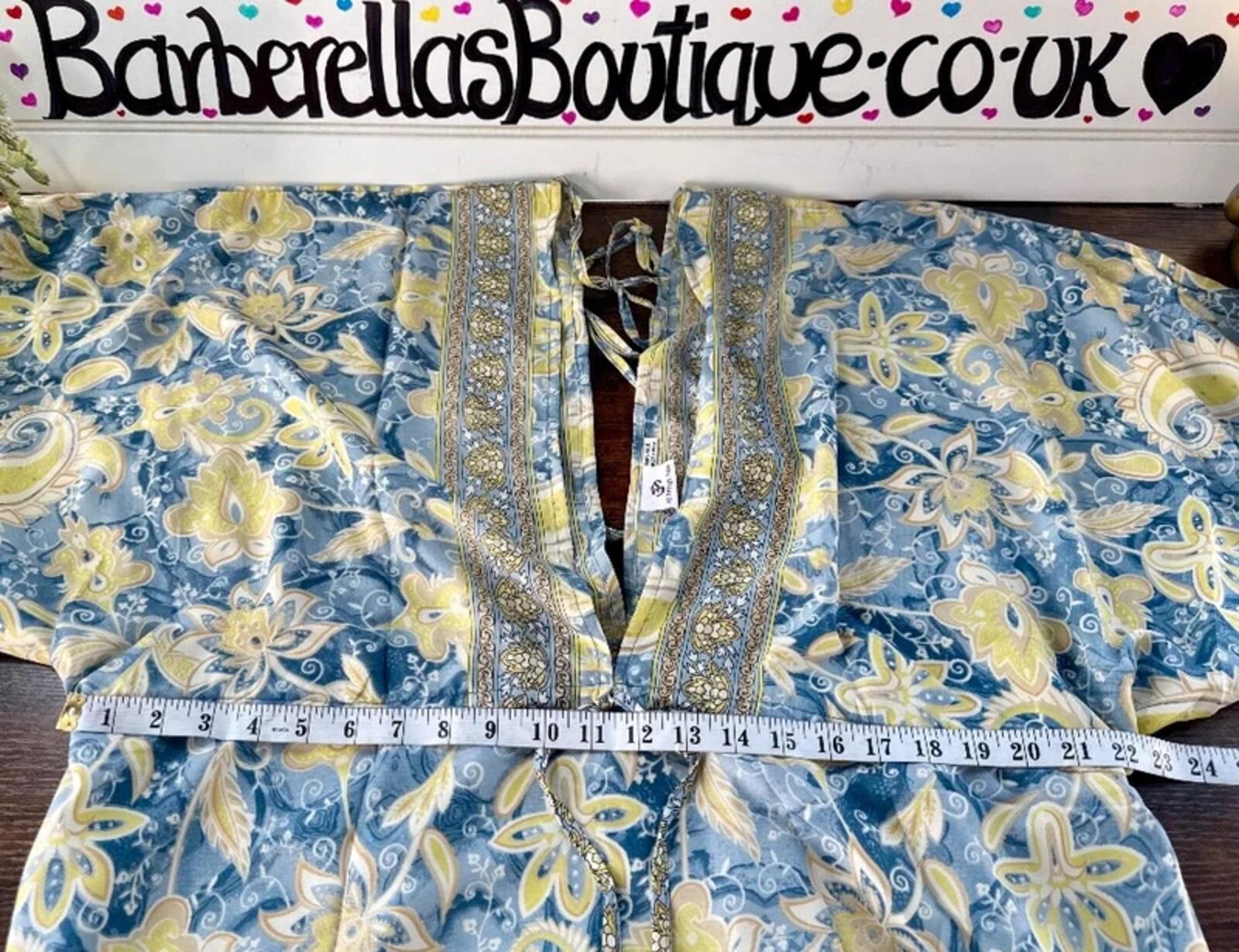 100% Silk Kaftan Maxi Dress Boho Paisley Festival Beach Cover Up