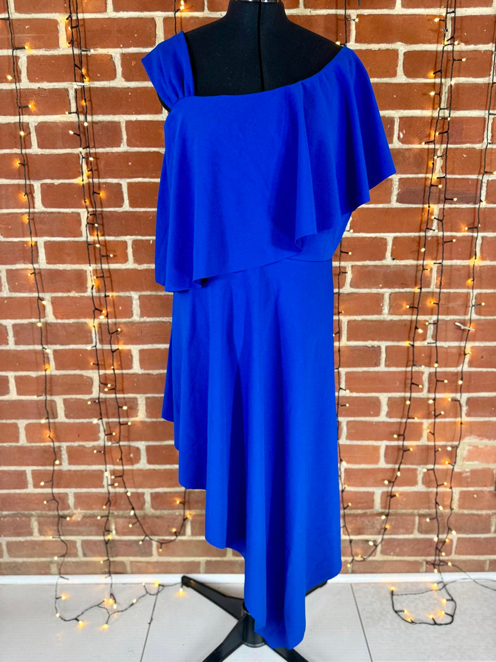 💙 Goddiva Plus Royal Blue Asymmetrical Midi Dress – UK 24 – BNWT - 125