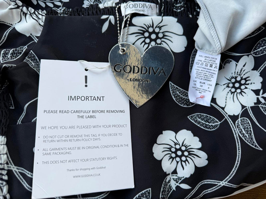 Goddiva London Floral Bardot Dress UK 10 -12 / US 6 -8 BNWT                 .467