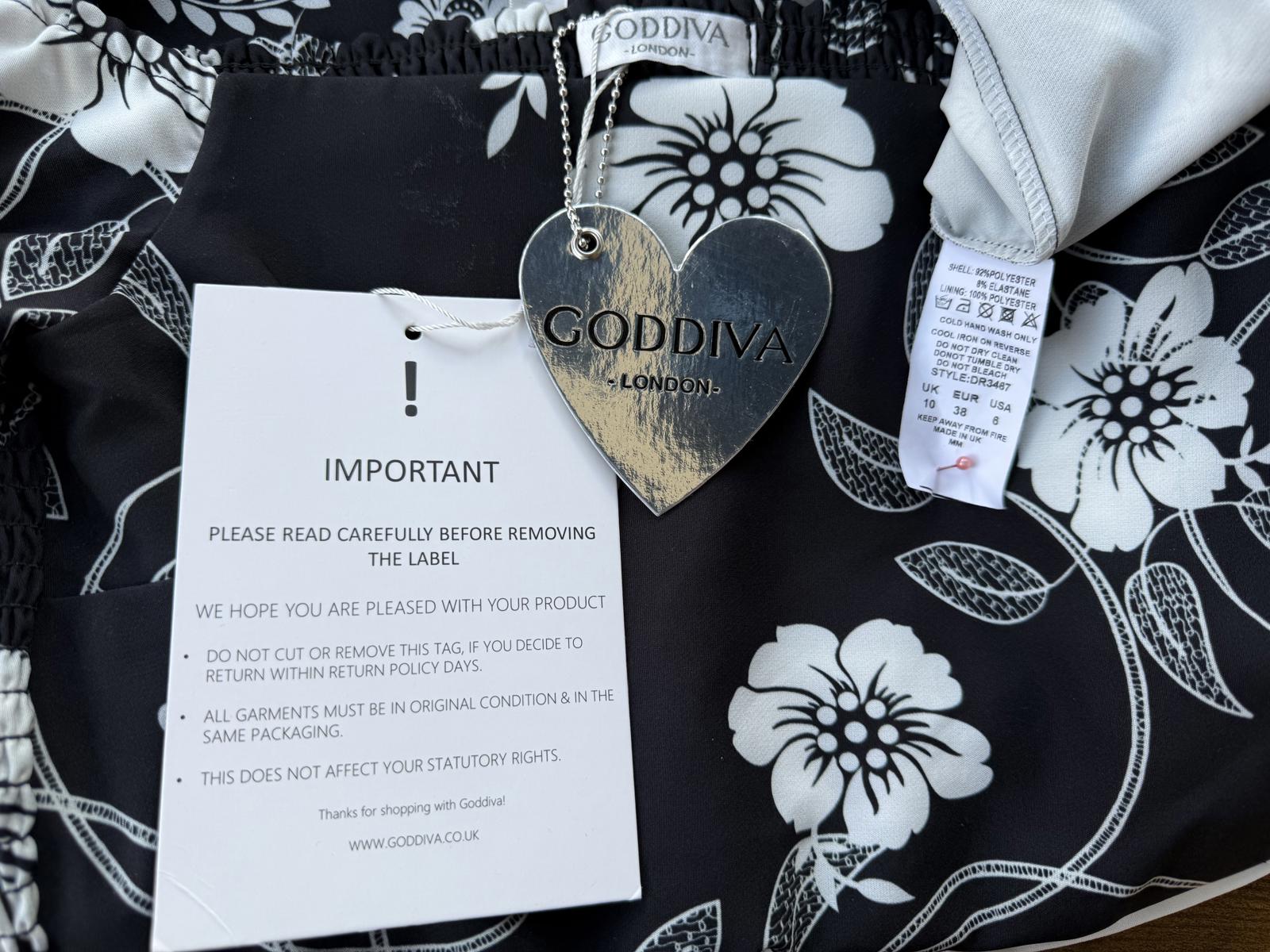 Goddiva London Floral Bardot Dress UK 10 -12 / US 6 -8 BNWT                 .467