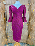 Goddiva Burgundy Lace Sequin Midi Dress UK 8 Wedding Guest