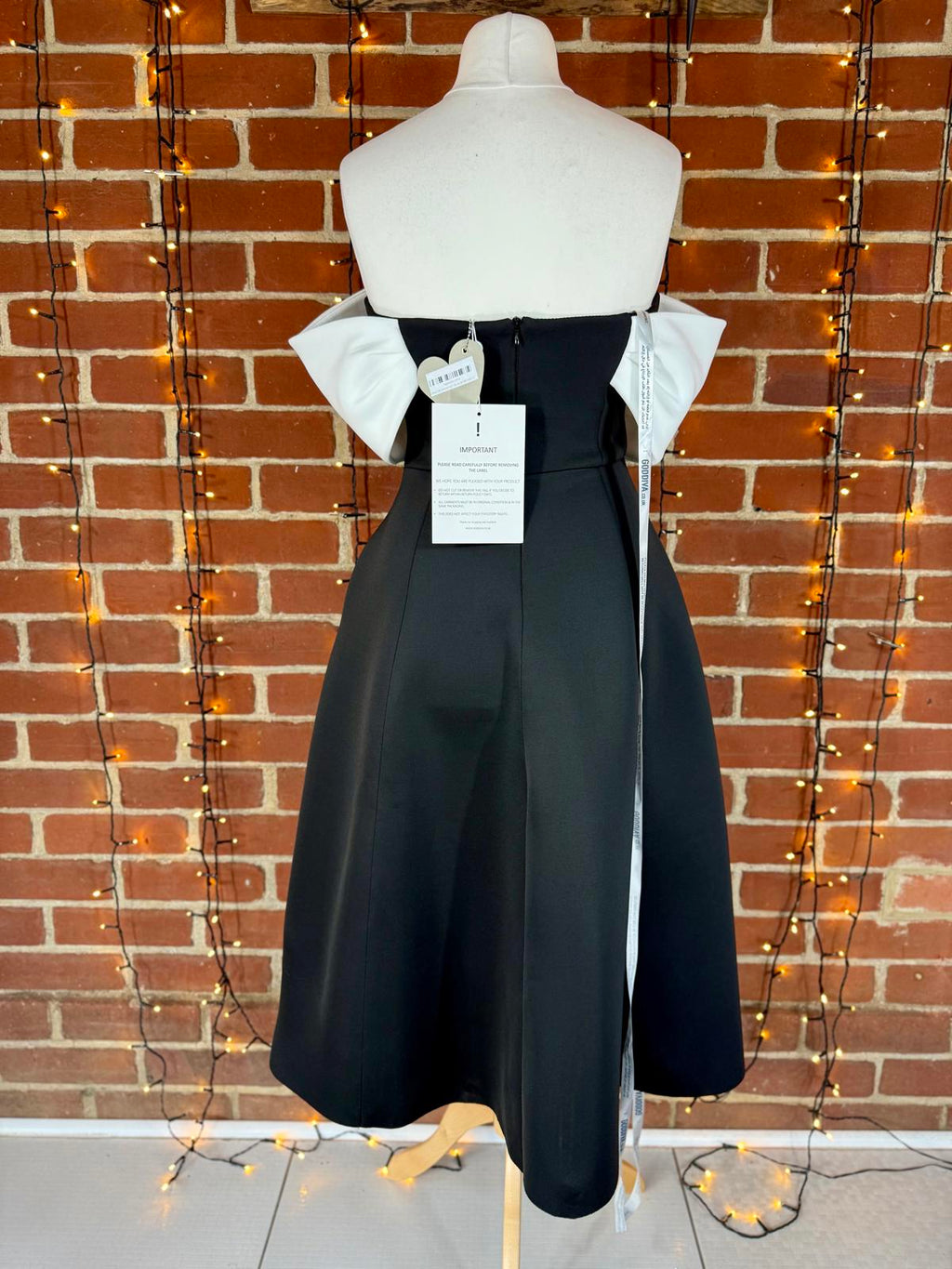 Goddiva London Black & Cream Bow Bust Midi Dress – UK 12 ⚠️ Read Condition Note