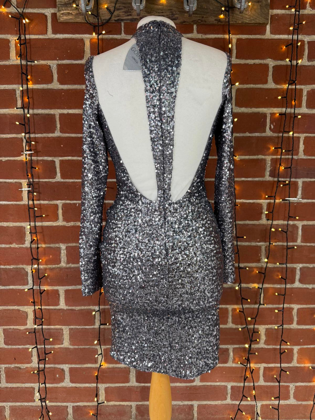 Goddiva London Silver Sequin Open-Back Bodycon Dress – UK 10 - BNWT