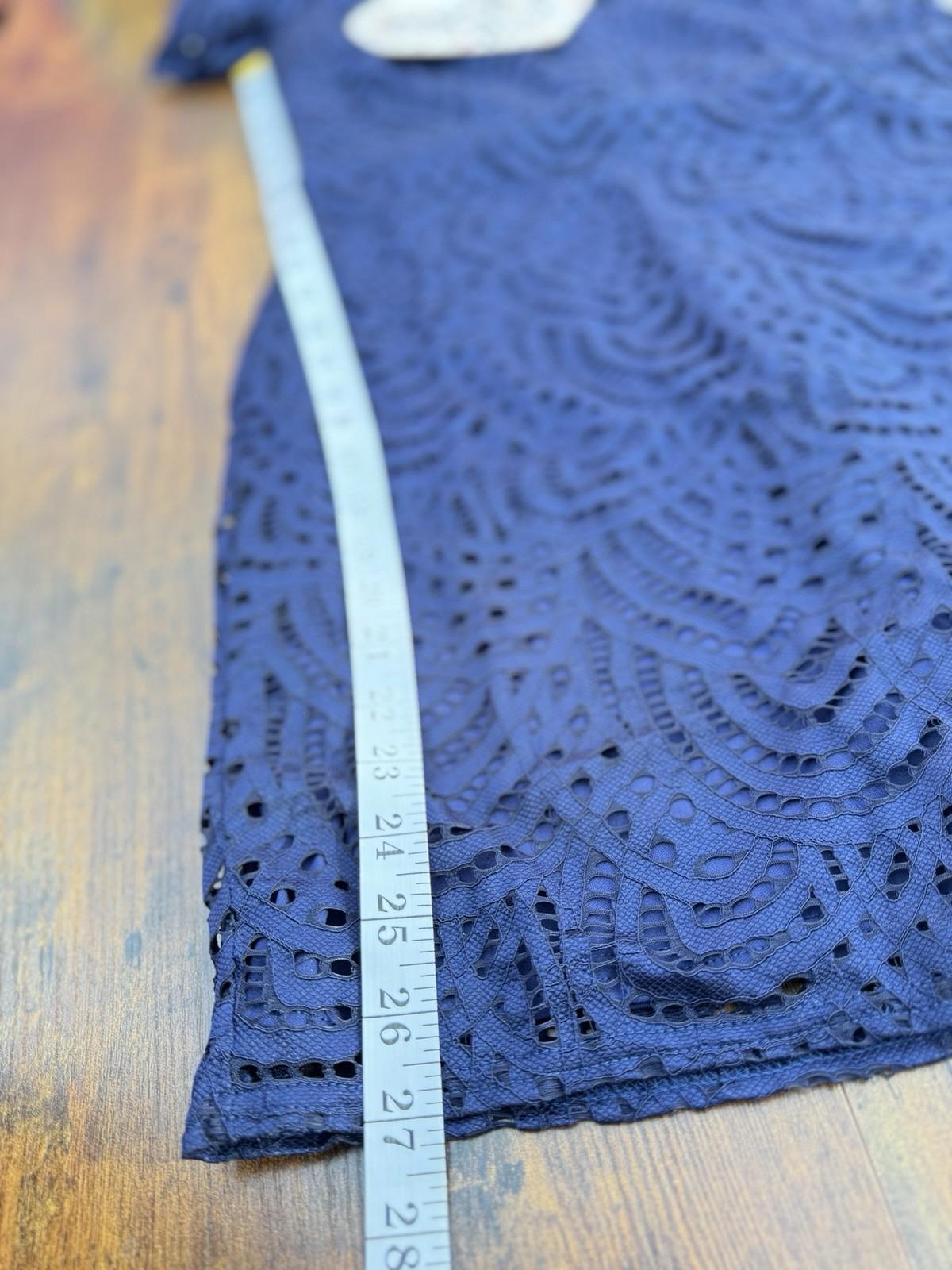 City Goddess London Navy Lace Bodycon Dress Cut Out Back UK Size 14