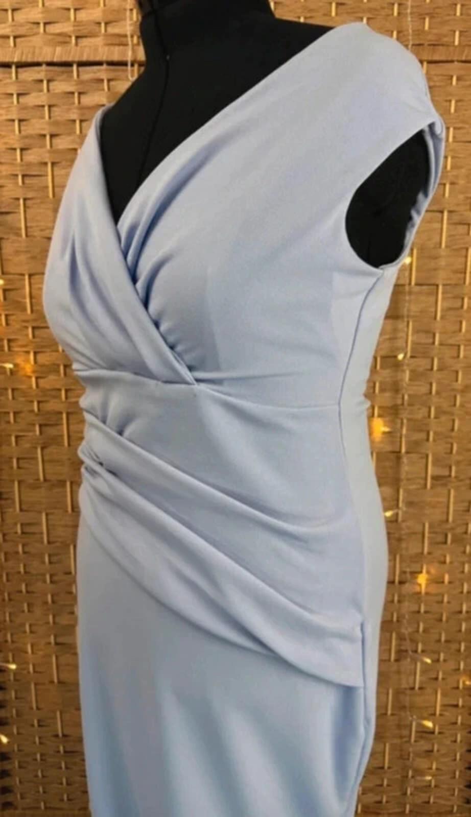 Lilac Prom Dress UK 16 Wedding Guest Ruched Maxi Evening Gown