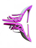 EGO Pink Strappy High Heel Sandals with Rhinestone Detail - Size 6