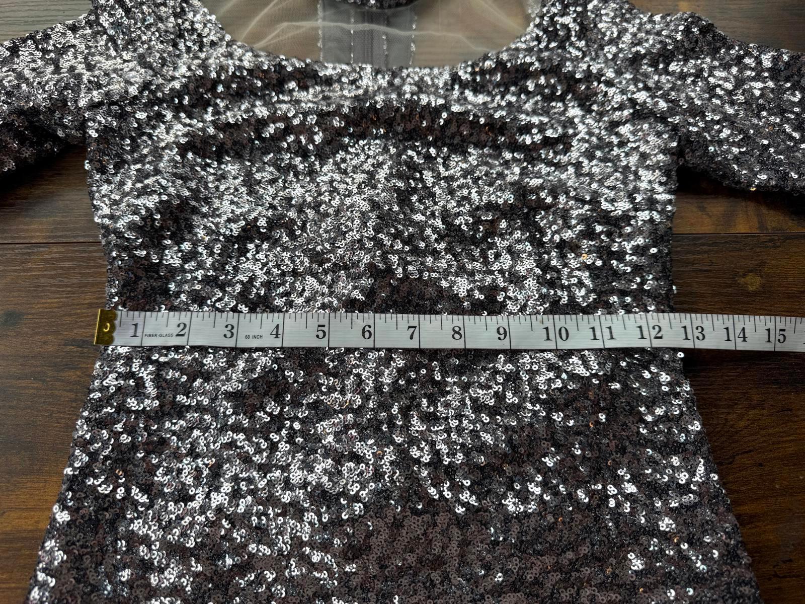 Goddiva London Silver Sequin Open Back Bodycon Dress UK 8 US 4