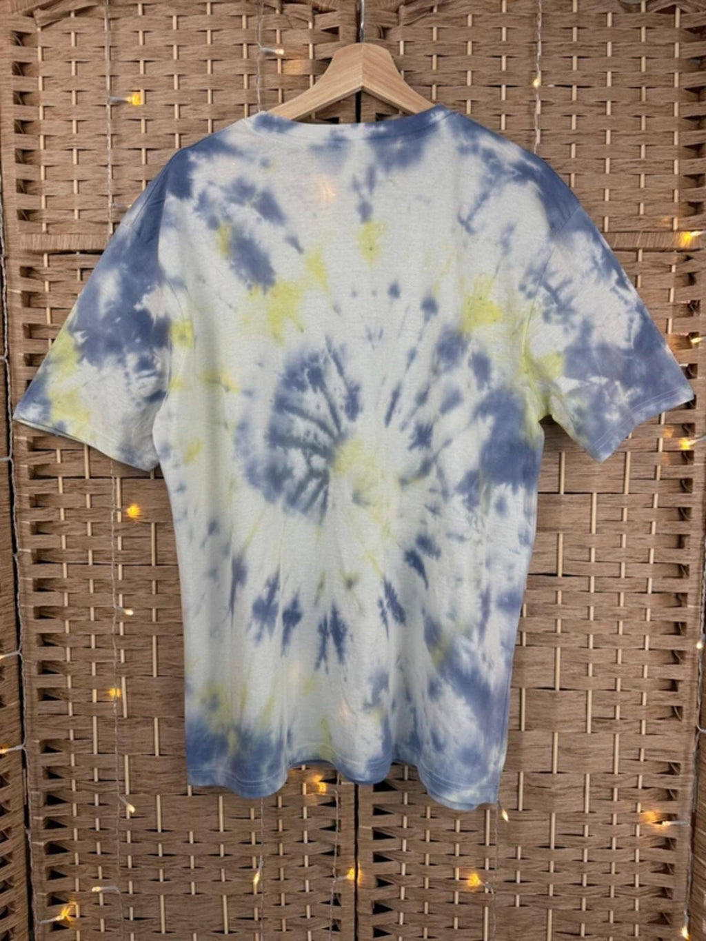 Hand Dyed Tie Dye T-Shirt XL UK 16-18 Blue Green Cotton Tee