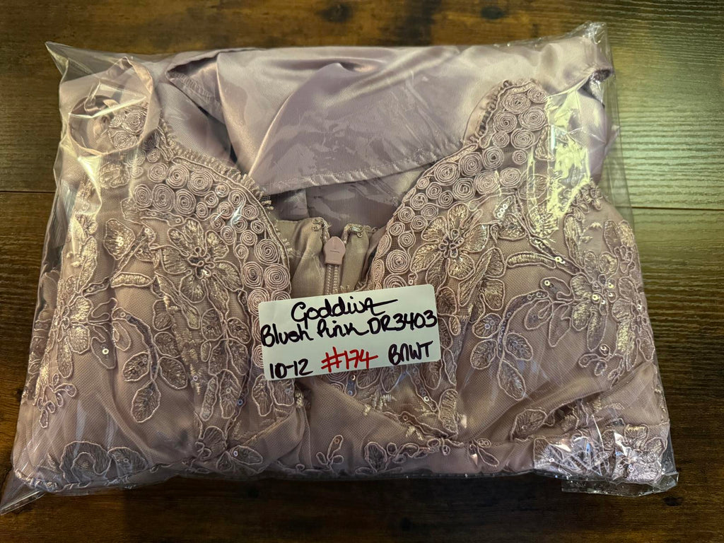 Goddiva London Blush Pink Satin Layered Dress UK 10-12 | Embroidered Gown