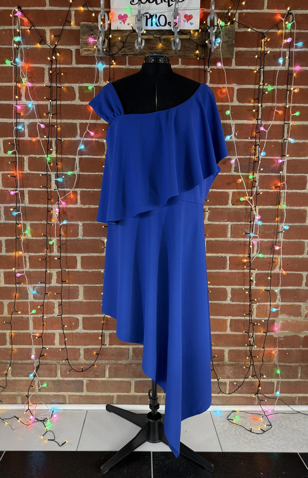 Goddiva Plus Royal Blue One Shoulder Asymmetric Dress DR1634P UK 26          237