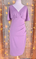 Goddiva Dusky Pink Lavender Midi Dress UK 14 Wrap Occasion BNWT