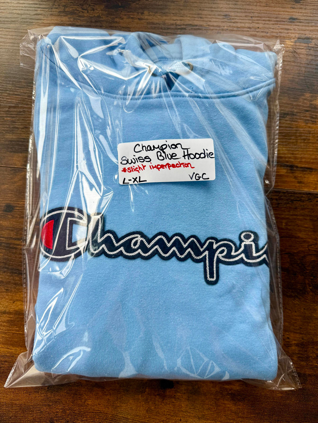Champion Authentic Athleticwear Hoodie – Swiss Blue – Size L NUM 40