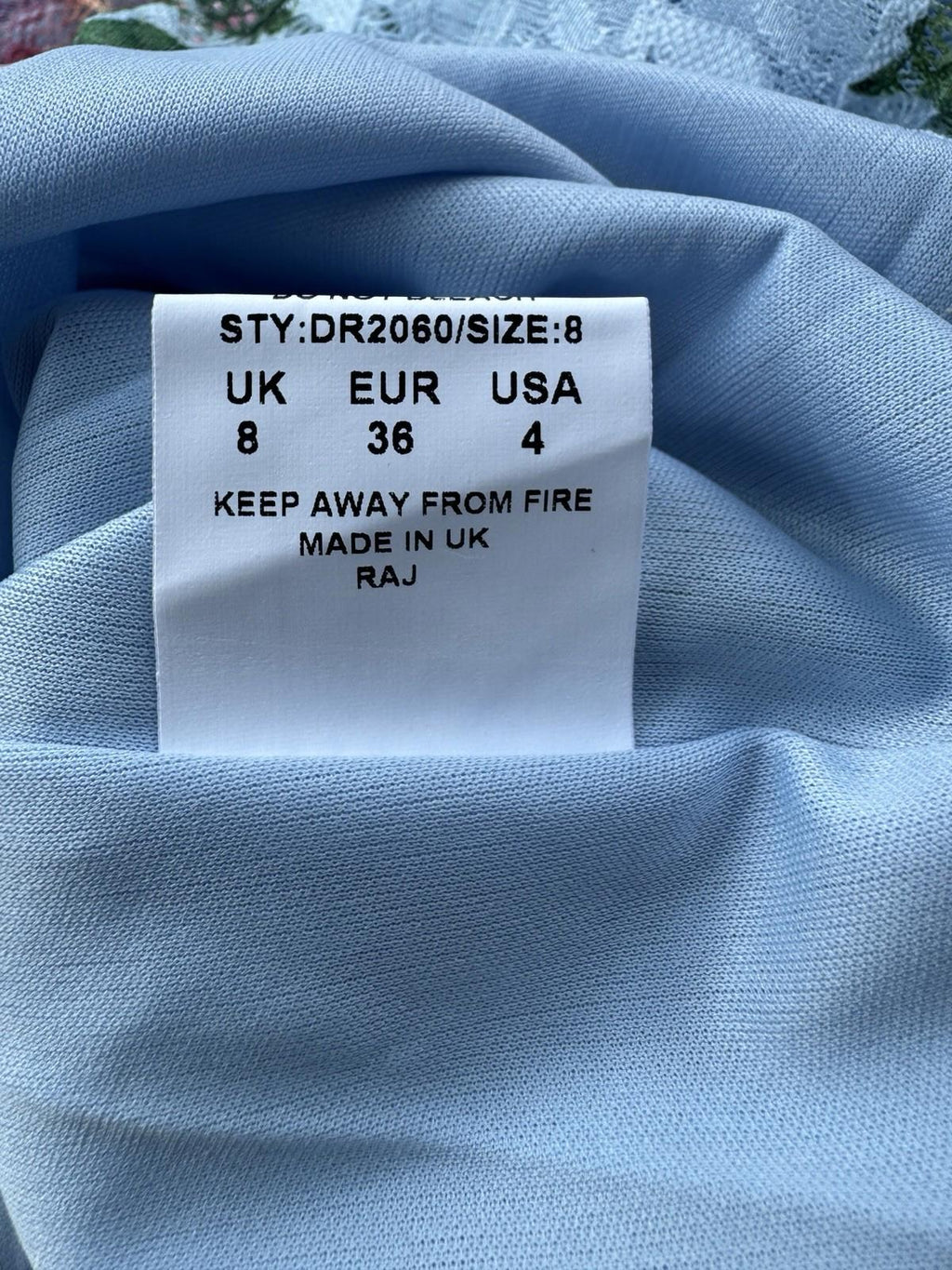 Floral Lace Bodycon Dress with 3/4 Sleeves - size 8