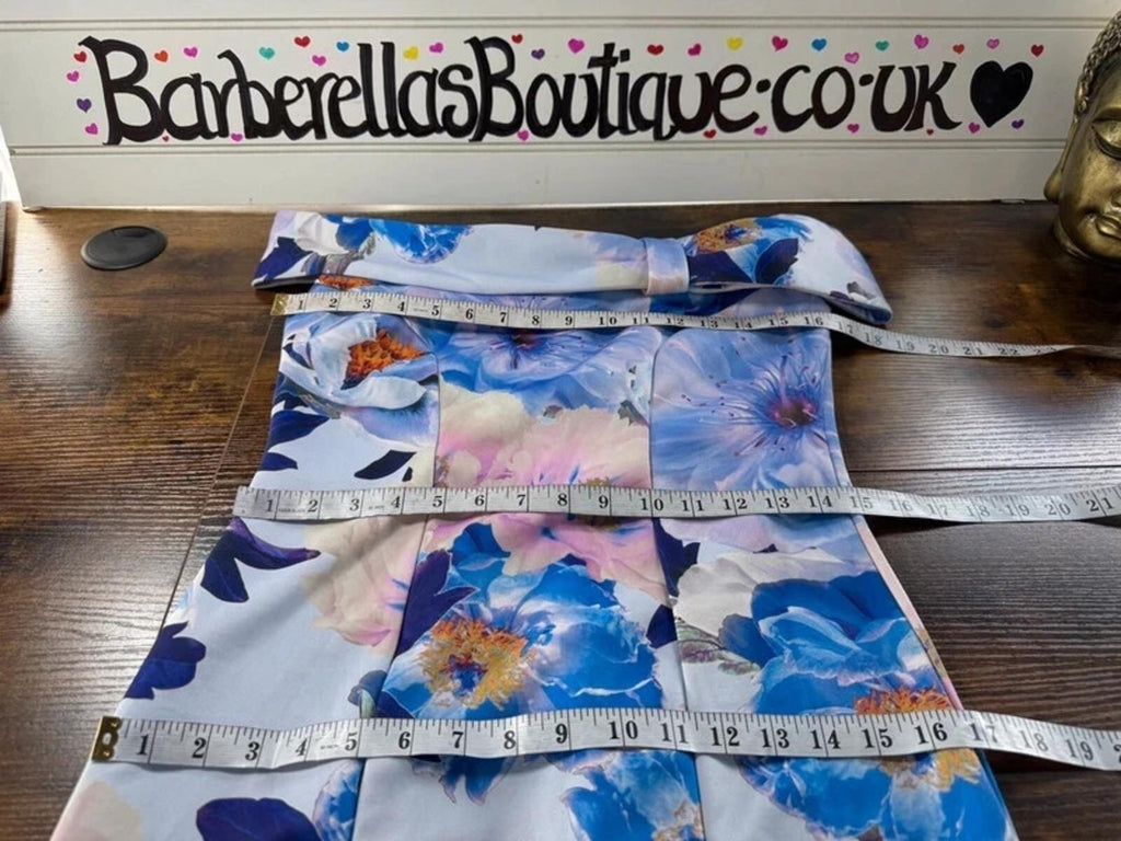 Scuba Crepe Floral Bardot Midi Dress UK 12 Bodycon Occasion