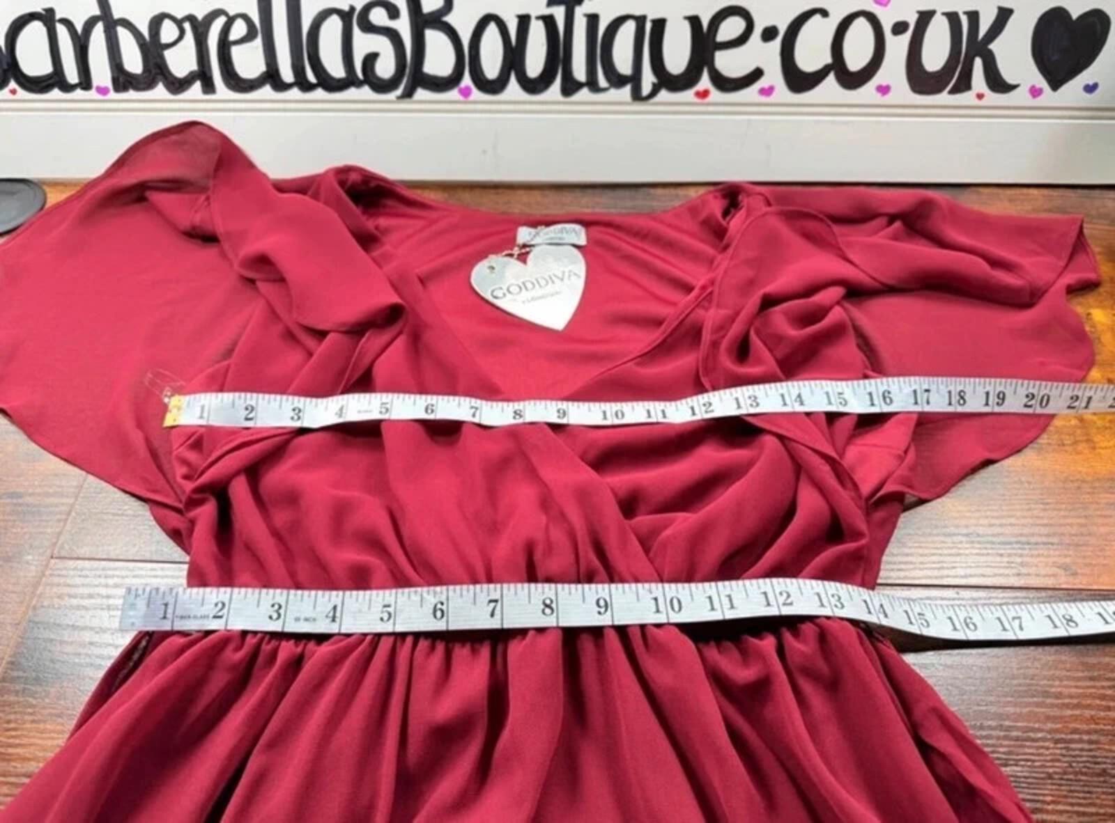 Goddiva Berry Chiffon Midi Dress UK 8 XS Flutter Sleeve BNWT