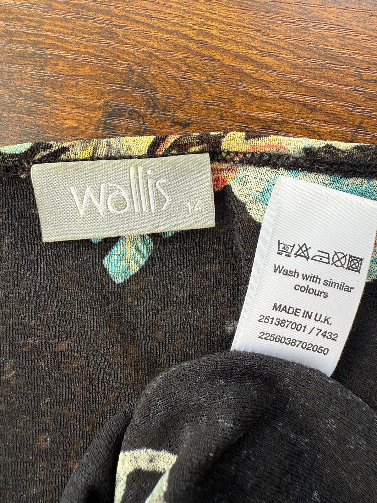 Wallis Floral Top Black Vintage UK 14 / US 10 – Stretch Jersey - Circa 1990s