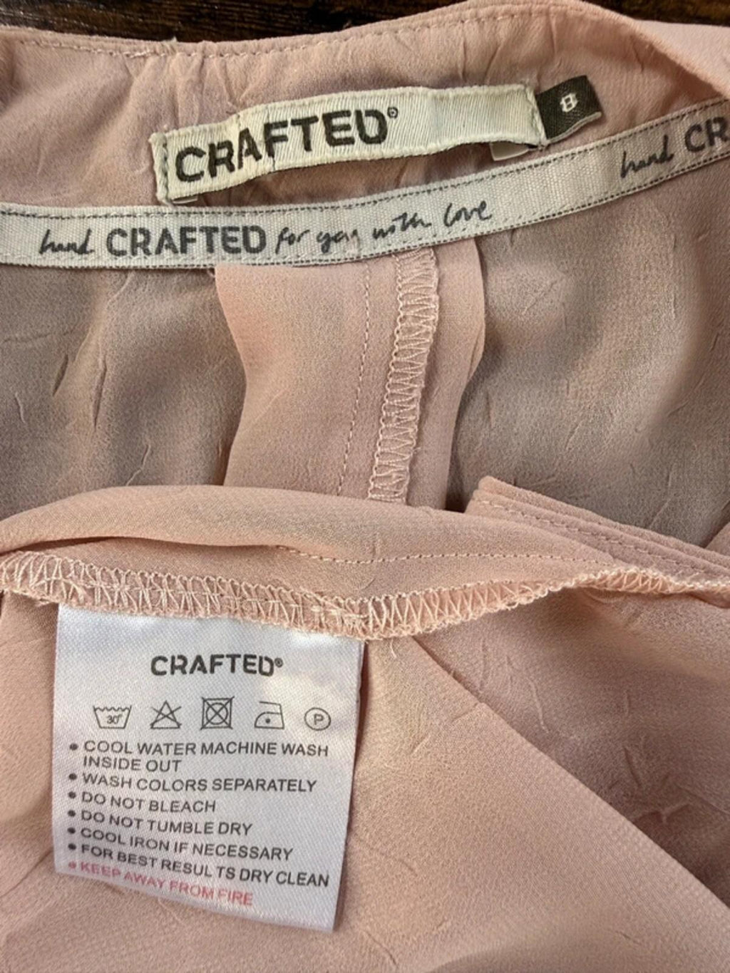 Crafted Dusky Pink Blouse UK 8–12 Batwing Sheer Floaty Top