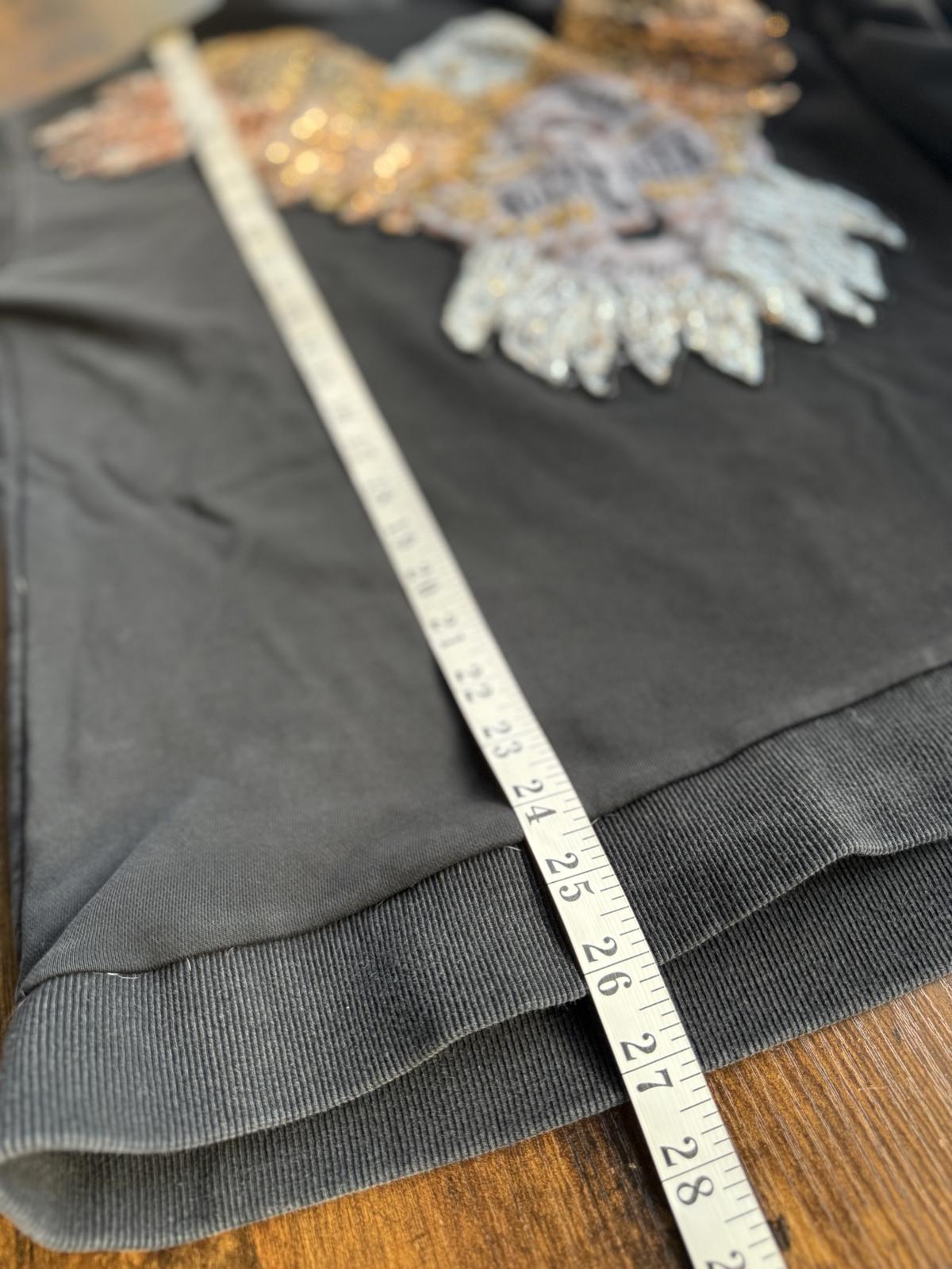 🦅 May by Standing Star “Rock Eagle” Sequin Hoodie – Black – Size 14-16