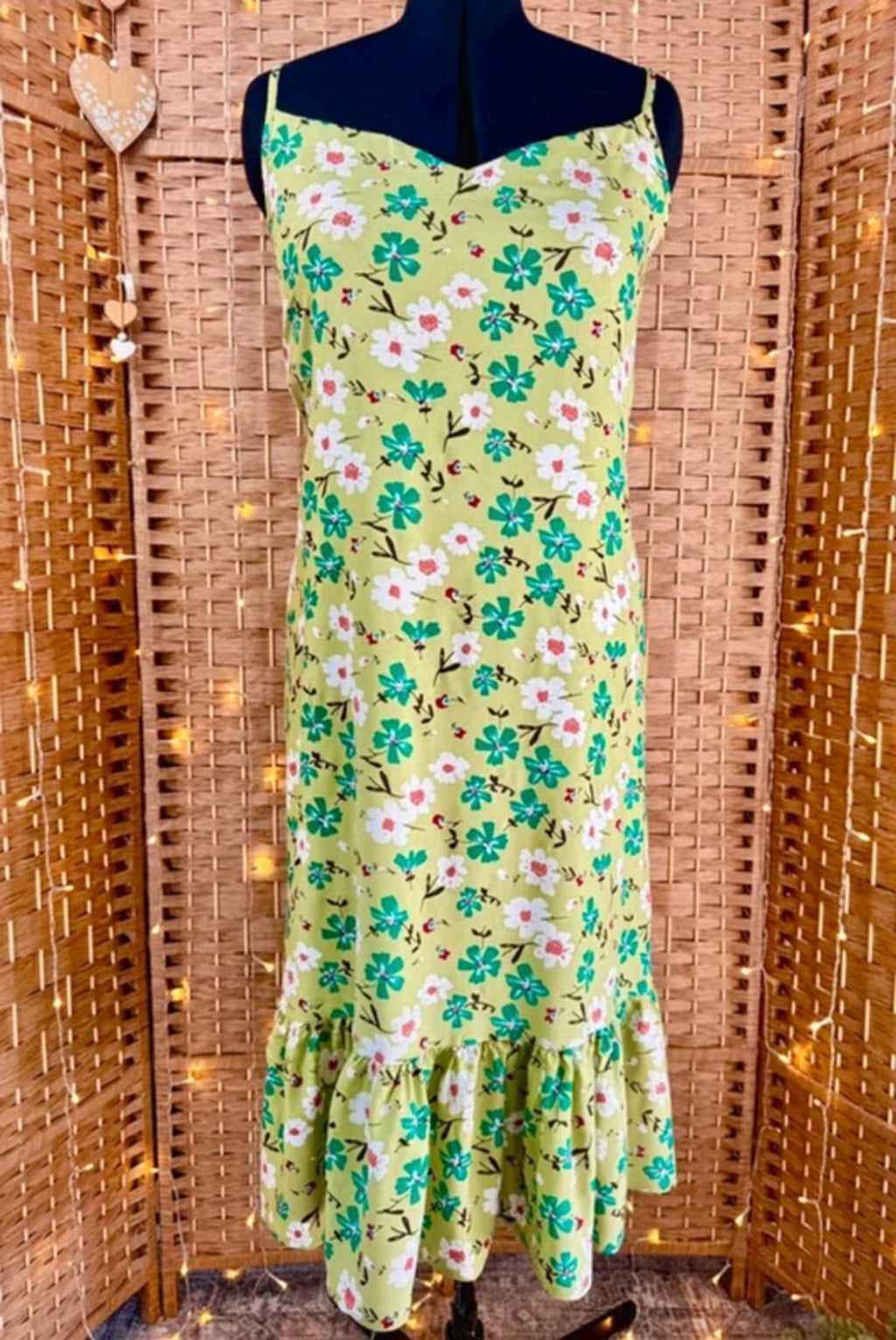 All Things Asia Green Floral Boho Midi Dress UK 14-18