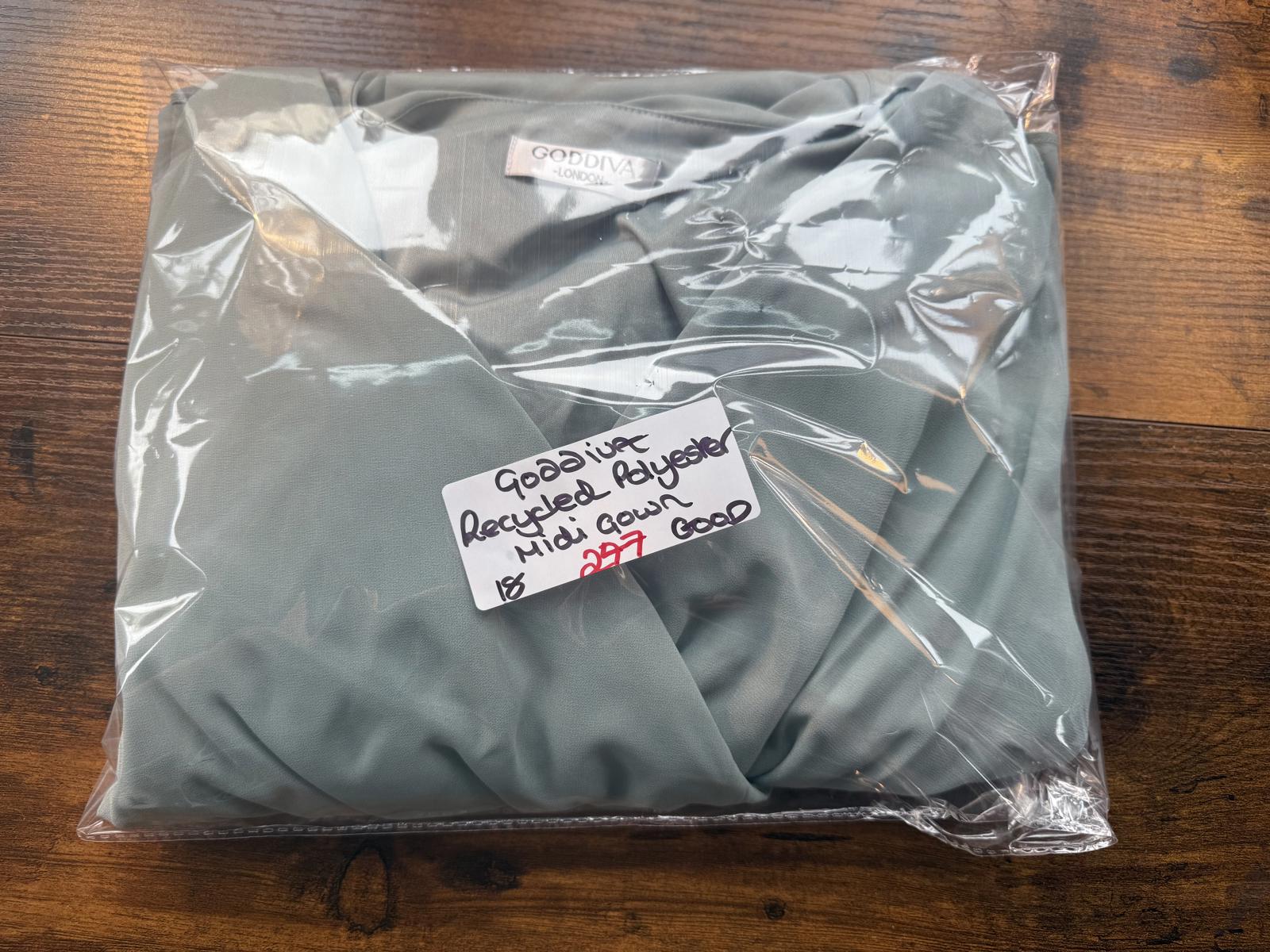 Goddiva Sage Green Wrap Midi Dress DR2555 UK 18  See Images!                 247