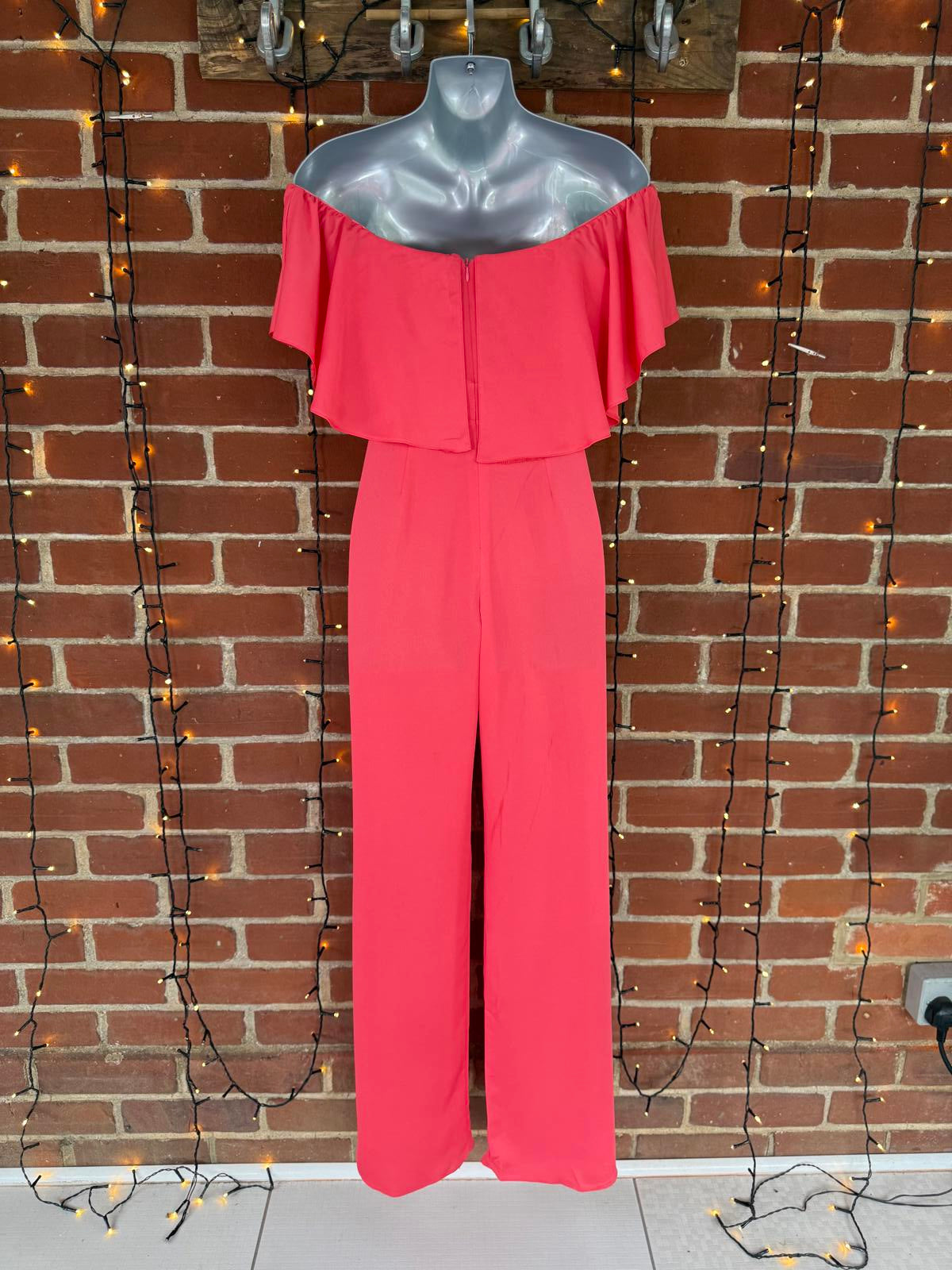 Vicky Pattison Coral Off Shoulder Wide Leg Jumpsuit UK 8 / US 4