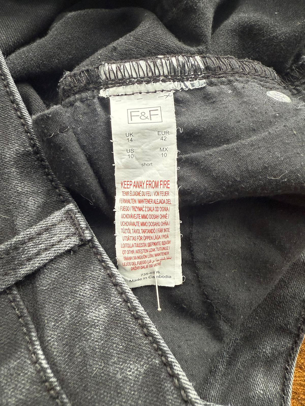 F&F Black Bootcut Jeans UK 14 Short Mid Rise Stretch Denim Casual Classic VGC