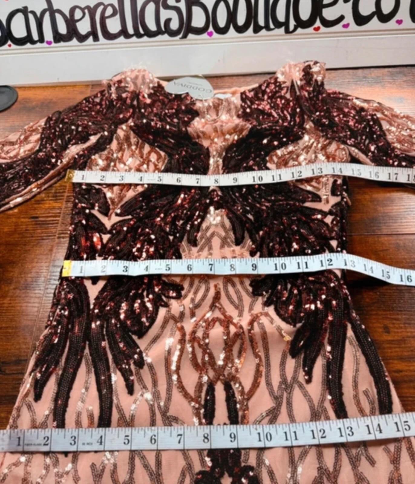 Goddiva Sequin Mini Dress UK 8 Champagne Rose Gold Party Glam