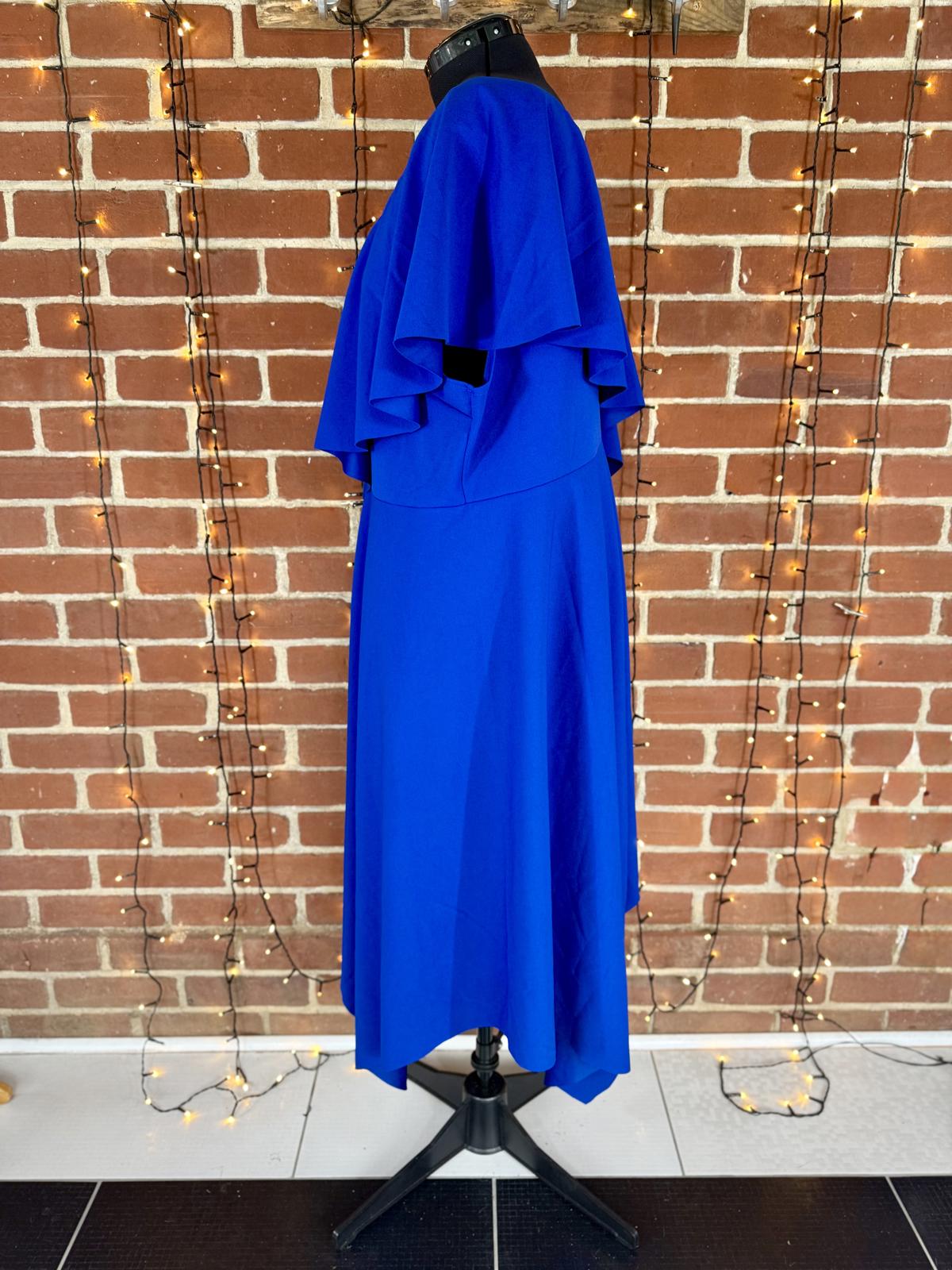 💙 Goddiva Plus Royal Blue Asymmetrical Midi Dress – UK 24 – BNWT - 125