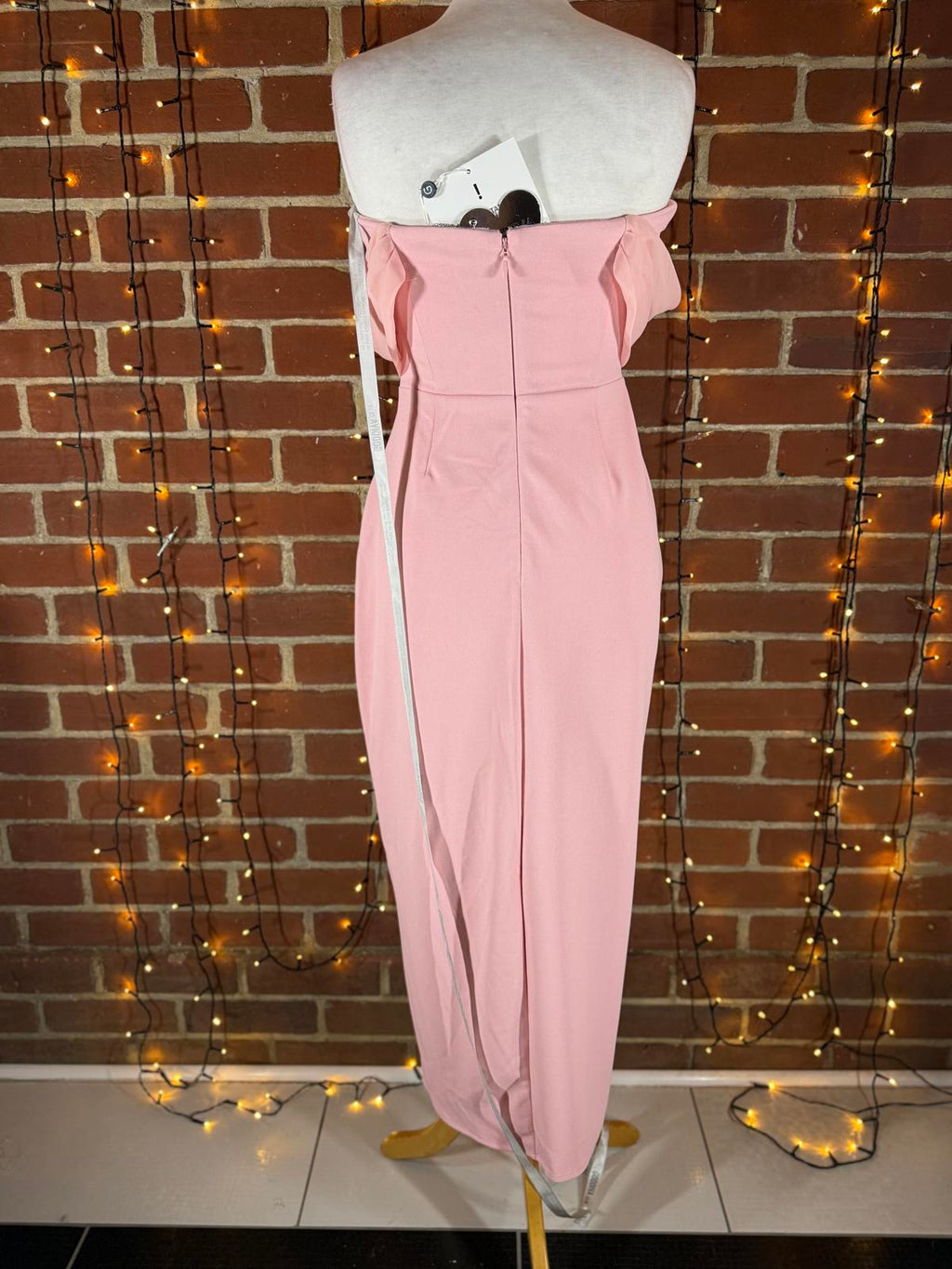 Goddiva London Blush Pink Bardot Draped Midi Dress UK 10 – Ruched Wrap Style 229