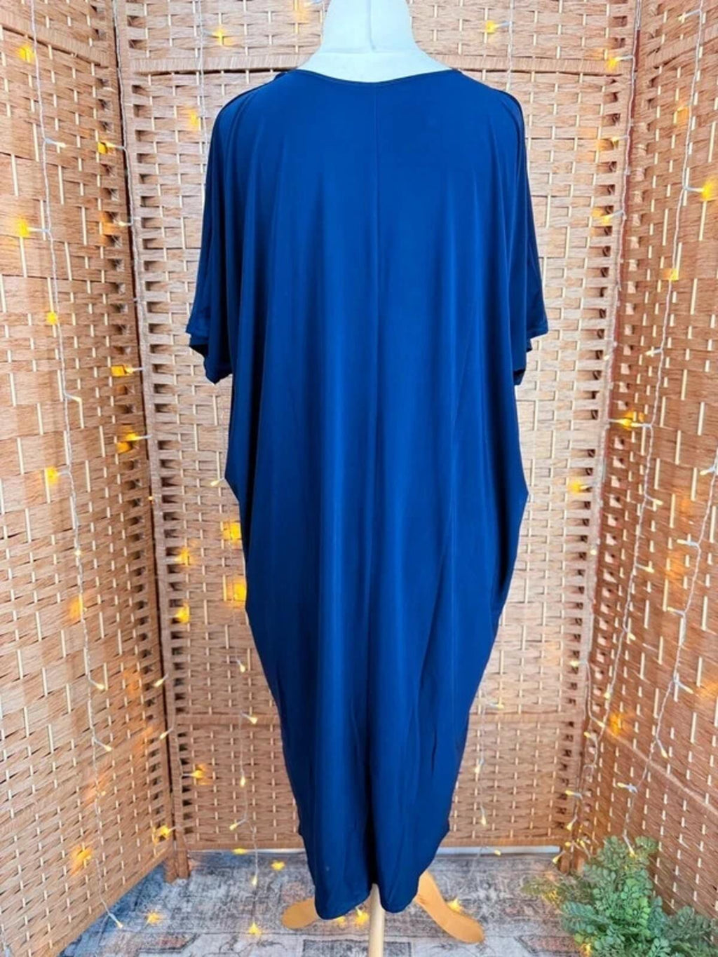 Navy Oversized Midi Dress UK XL Batwing Stretch Relaxed Fit