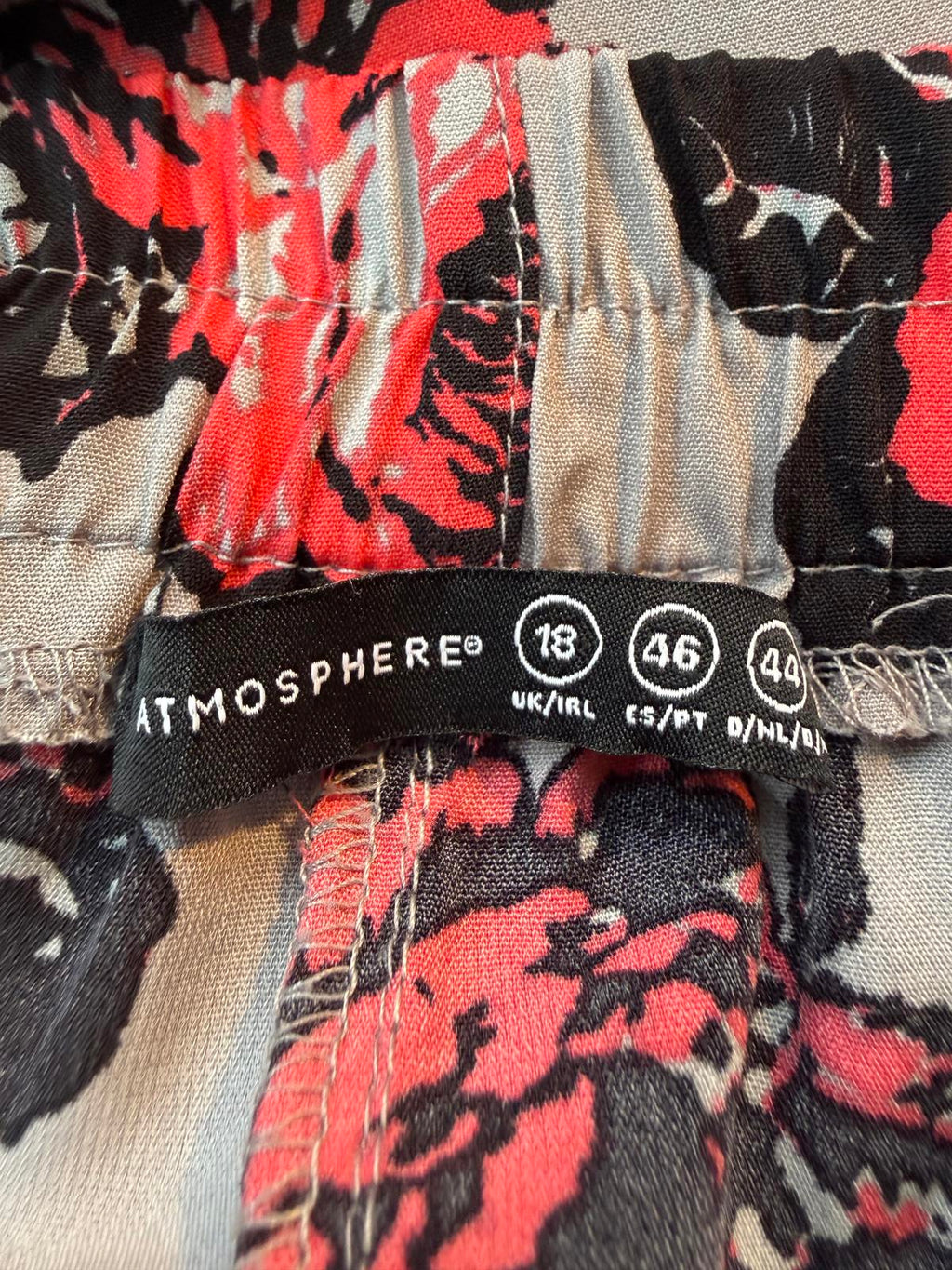 Atmosphere Floral Wide-Leg Trousers | Grey & Red Roses | UK 18    .376