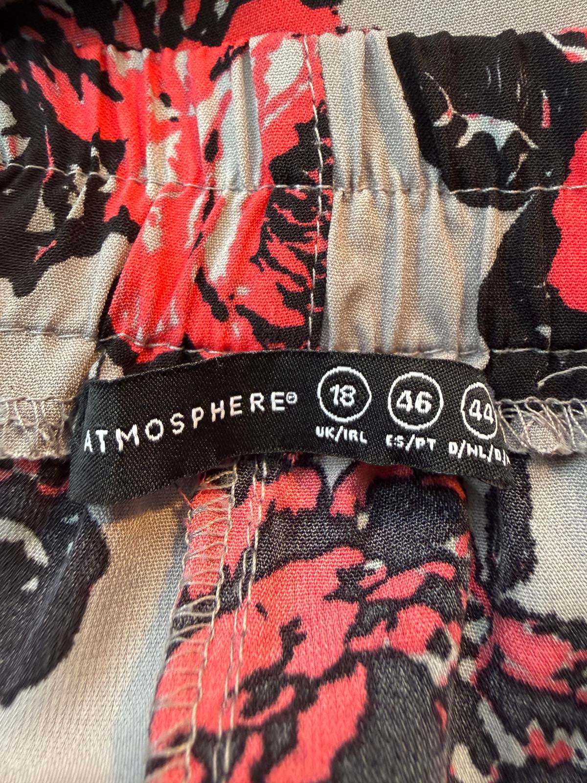 Atmosphere Floral Wide-Leg Trousers | Grey & Red Roses | UK 18    .376