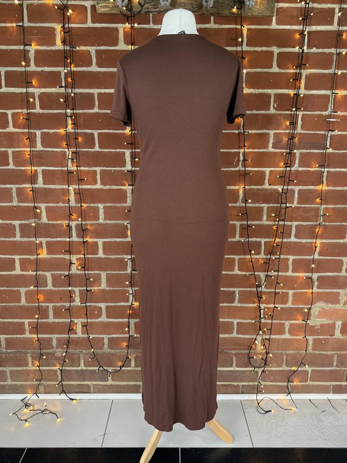 🌸 SHEIN Ribbed Button-Down Maxi Dress – Chocolate Brown – Size XL  🌸