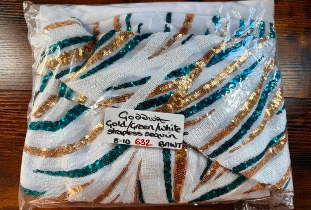 Goddiva White Sequin Strapless Maxi Gown UK 8 BNWT