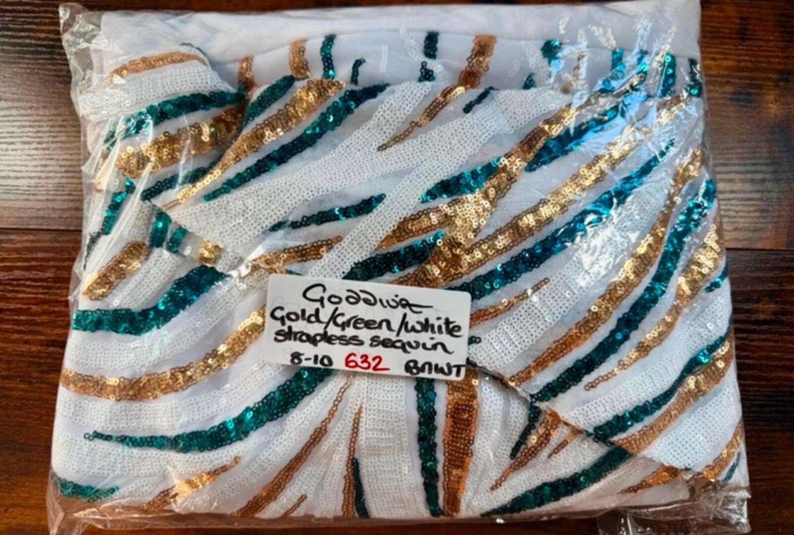 Goddiva White Sequin Strapless Maxi Gown UK 8 BNWT