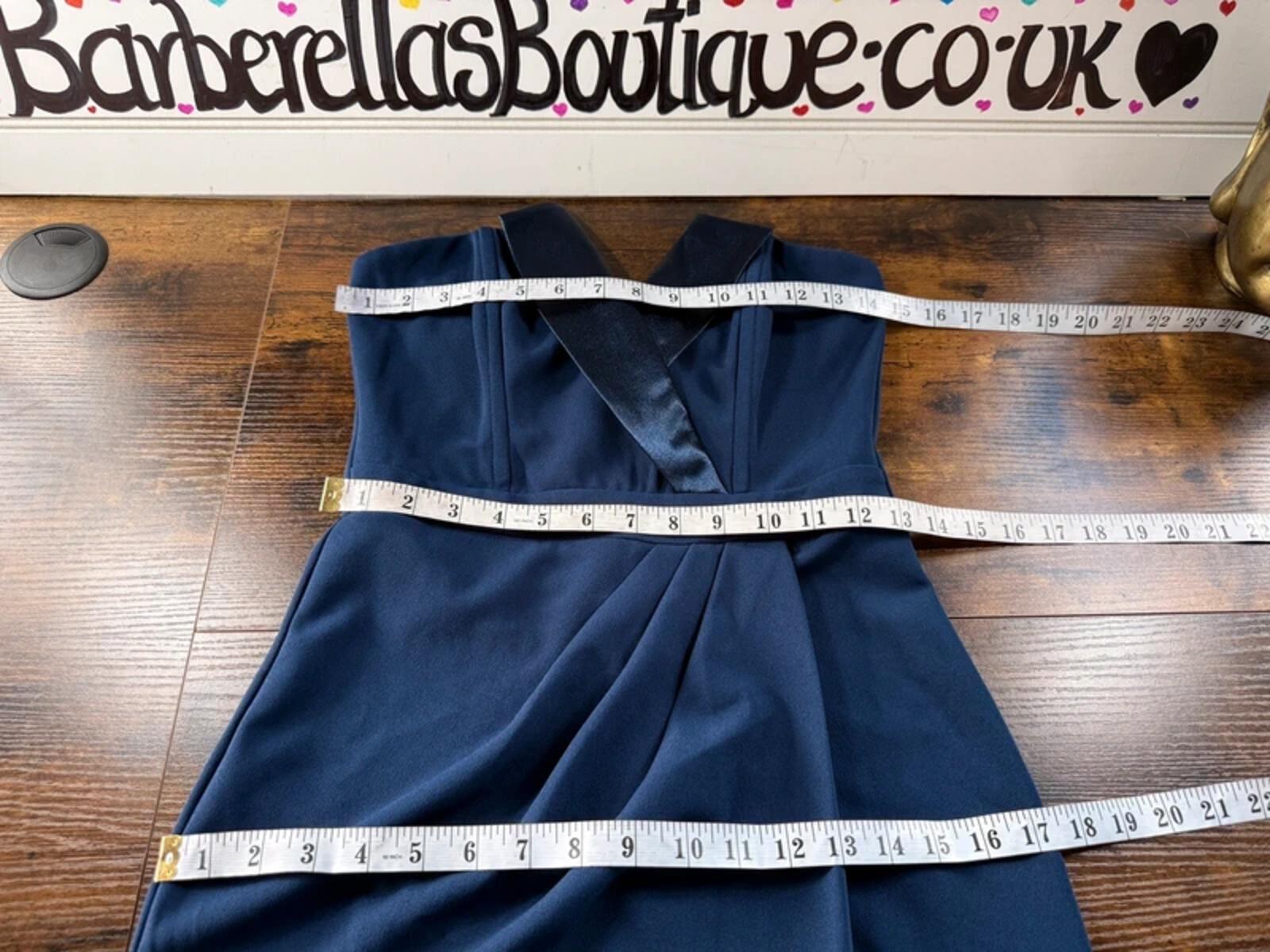 Goddiva Navy Satin Trim Maxi Dress UK 8 Prom Evening Gown