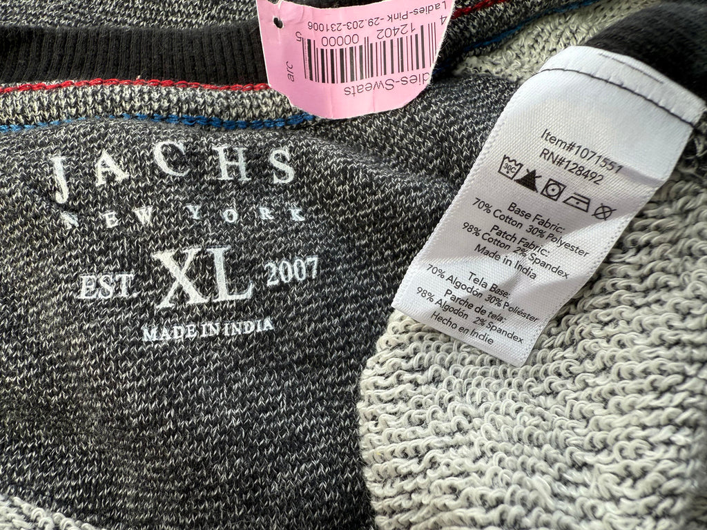 JACHS New York Men’s Sweatshirt – Grey/Black – Size XL              NUM30