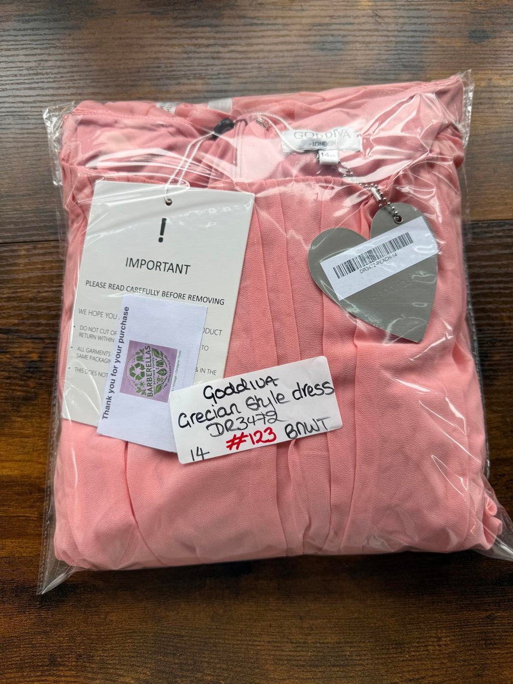 🌸 Goddiva London Grecian Style Maxi Dress – Peach – UK 14 – BNWT #123
