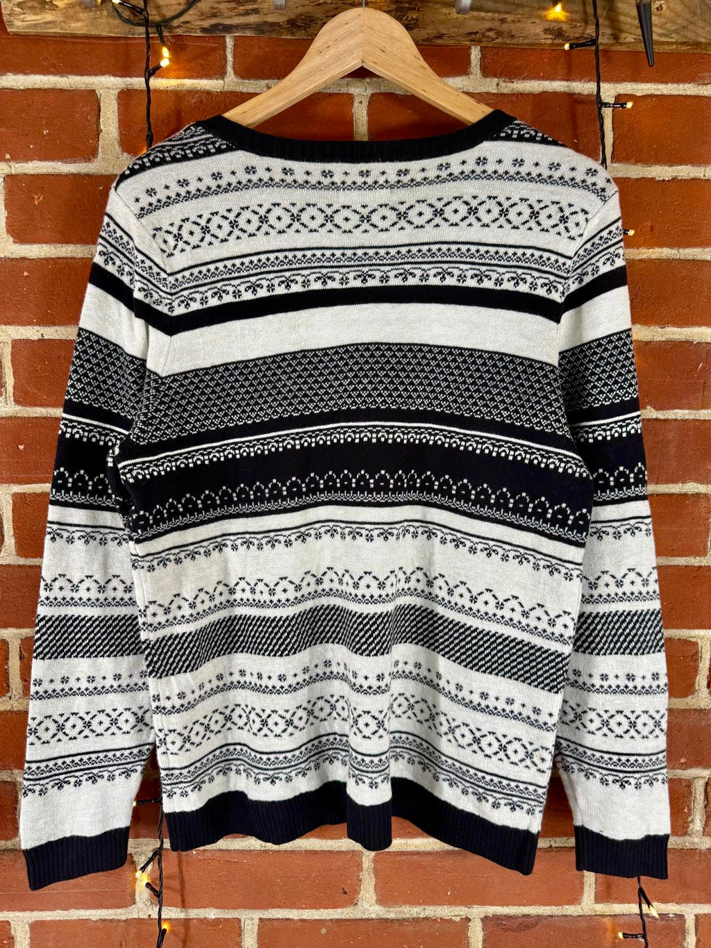 Croft & Barrow Men’s XL Fair Isle Sweater – Black/White – Cotton Blend NUM9