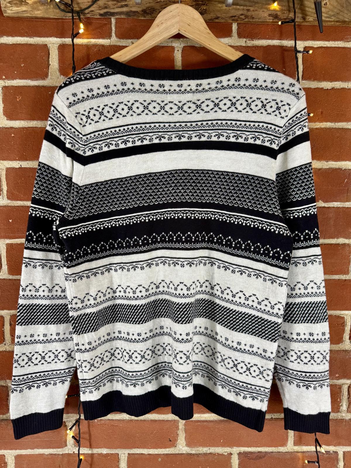 Croft & Barrow Fair Isle Knit Jumper XL UK 12-14| Black White               NUM9