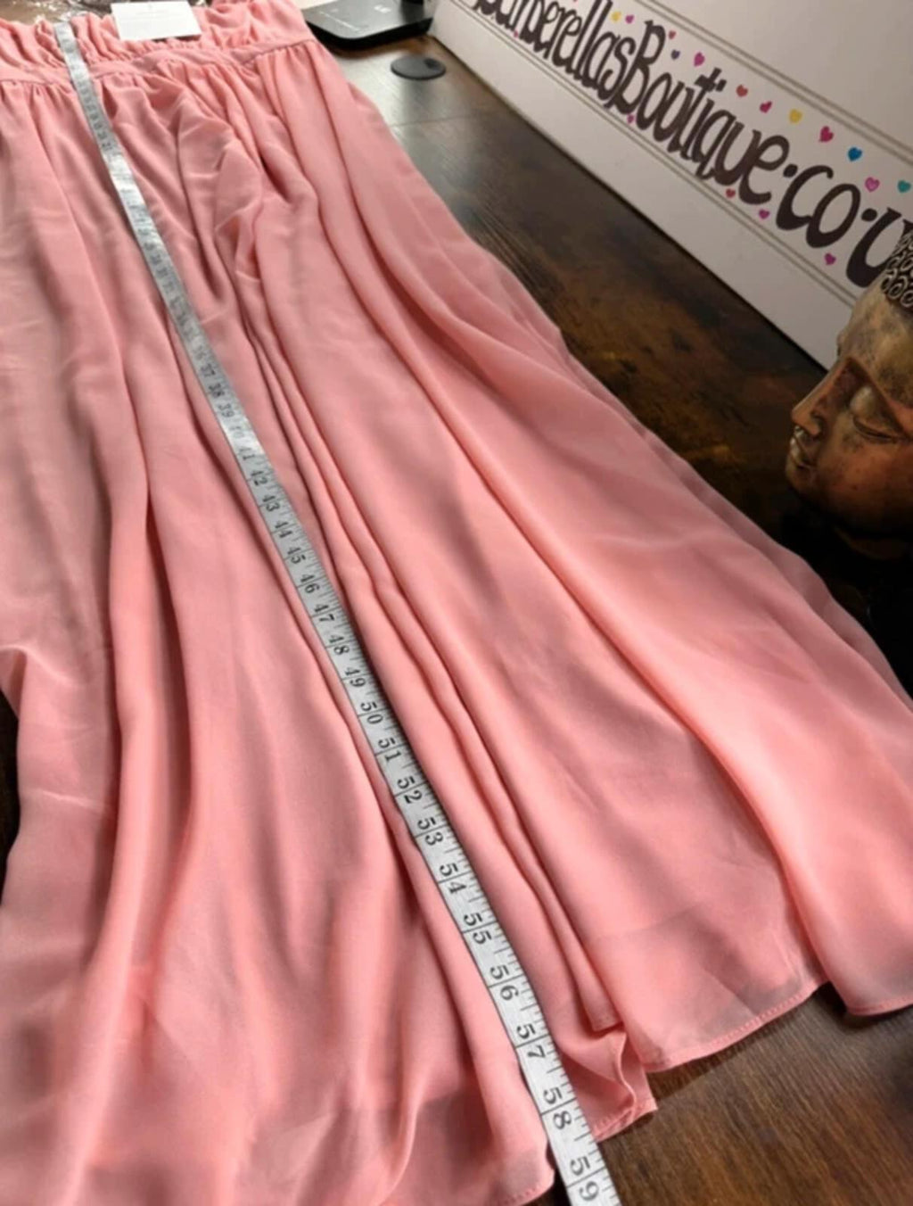 Goddiva Peach Maxi Dress UK 14 Chiffon Empire Waist Wedding Guest