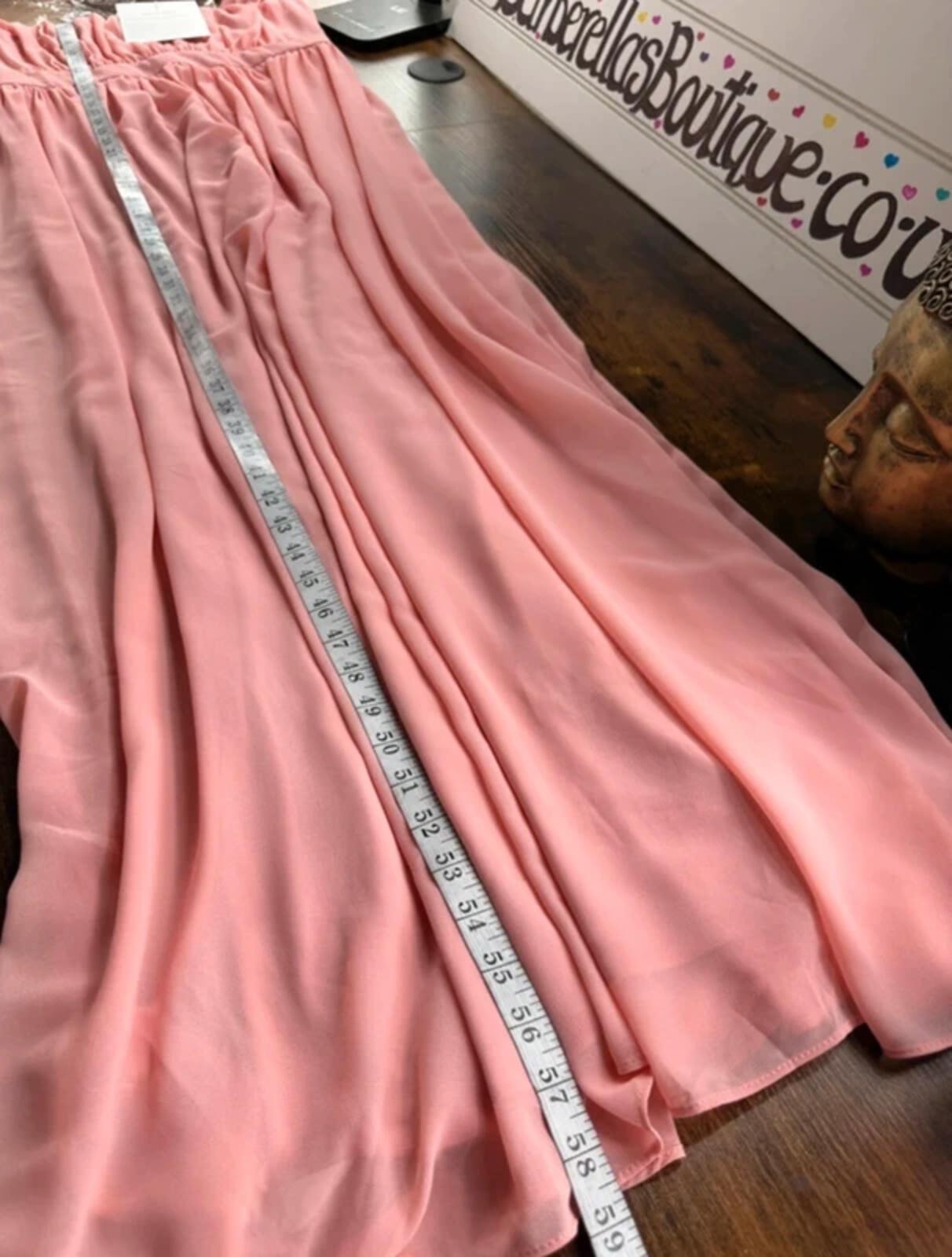 Goddiva Peach Maxi Dress UK 14 Chiffon Empire Waist Wedding Guest