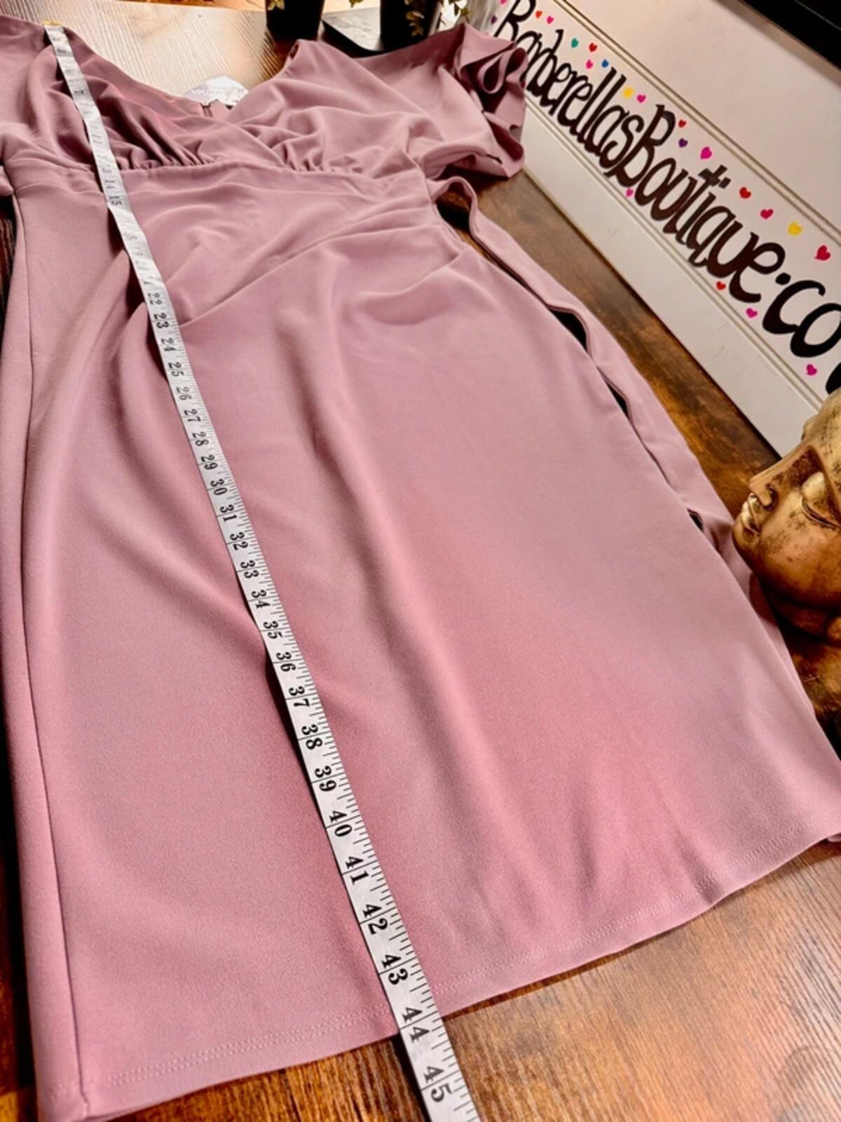 Goddiva Dusky Pink Lavender Midi Dress UK 14 Wrap Occasion BNWT