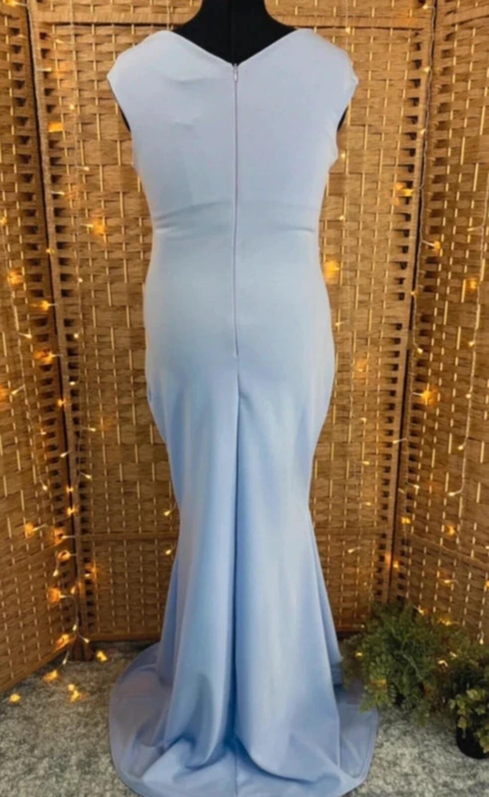 Lilac Prom Dress UK 16 Wedding Guest Ruched Maxi Evening Gown